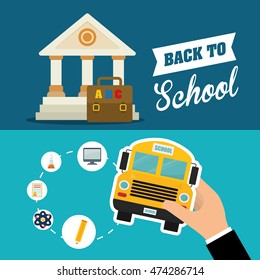 building pencil computer diploma atom back to shool education  icon set. Colorful and flat design. Vector illustration