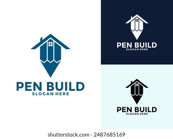 Building pencil logo vector illustration, Unique combination Pencil with Home logo template