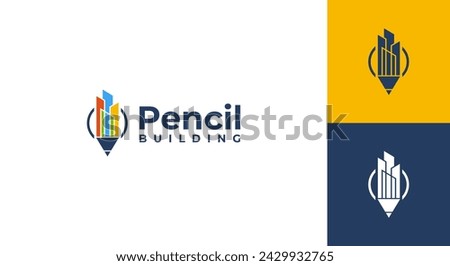 building pencil logo vector illustration, logo template