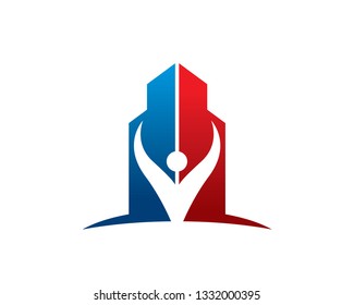 Building and People Logo Template, Icon, Symbol - Vector