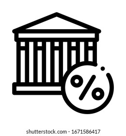 Building Percent Icon Vector. Outline Building Percent Sign. Isolated Contour Symbol Illustration
