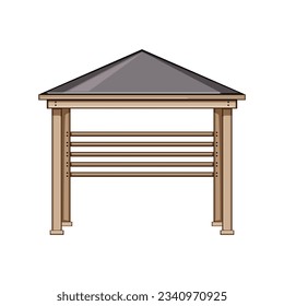building pergola patio cartoon. sky blue, aluminum garden, roof luxury building pergola patio sign. isolated symbol vector illustration