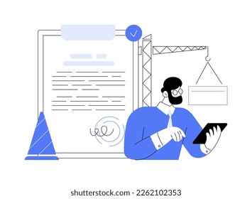 Building permit abstract concept vector illustration. Official approval, contractor service, property remodeling project, house blueprint, application form, real estate business abstract metaphor.