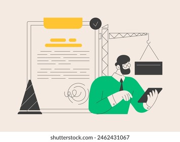 Building permit abstract concept vector illustration. Official approval, contractor service, property remodeling project, house blueprint, application form, real estate business abstract metaphor.