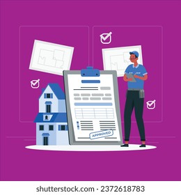 building permit concept vector design illustration