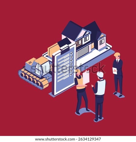building permit flat style isometric illustration vector design