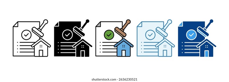 Building Permit Icon Set Multiple Style Collection