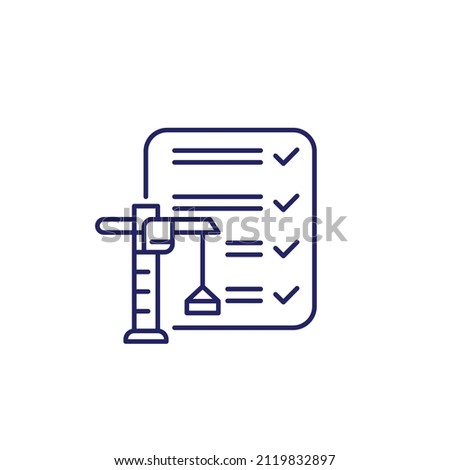 Building permit line icon on white