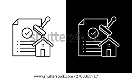 Building Permit White Icon Set Design
