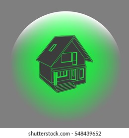 Building perspective 3D. Drawing of the suburban house. House 3D model perspective vector. EPS 10.