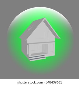 Building perspective 3D. Drawing of the suburban house. House 3D model perspective vector. EPS 10.