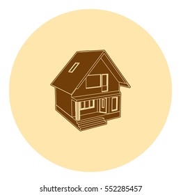 Building perspective 3D. Drawing of the suburban house. House 3D model perspective vector. EPS 10.