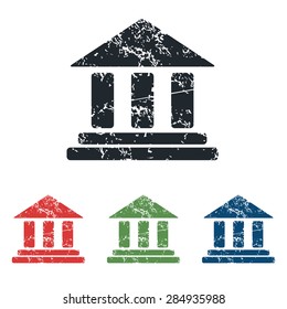 Building with pillars icons set. Illustration of Building with pillars grunge signs