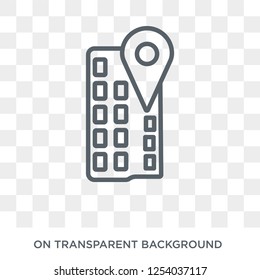 Building Pin icon. Trendy flat vector Building Pin icon on transparent background from Maps and Locations collection. High quality filled Building Pin symbol use for web and mobile