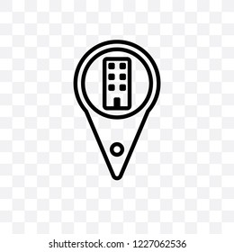 Building Pin vector linear icon isolated on transparent background, Building Pin transparency concept can be used for web and mobile