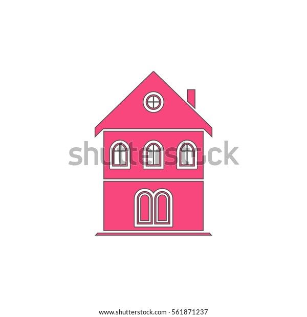 Building Pink Vector Icon Black Contour Stock Vector Royalty Free