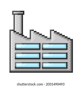 Building pixel art. Factory pixel art. Icon Building. Vector illustration.
