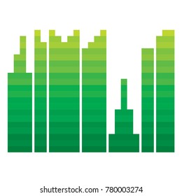 Building Pixel City Rectangle Town Green Gradation