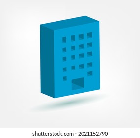 building pixel symbol sign vector logo isolated 3d