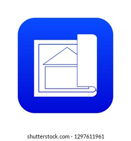 Building plan icon digital blue for any design isolated on white vector illustration