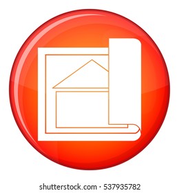 Building plan icon in red circle isolated on white background vector illustration