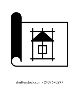 Icono de plano de construcción ilustración vectorial