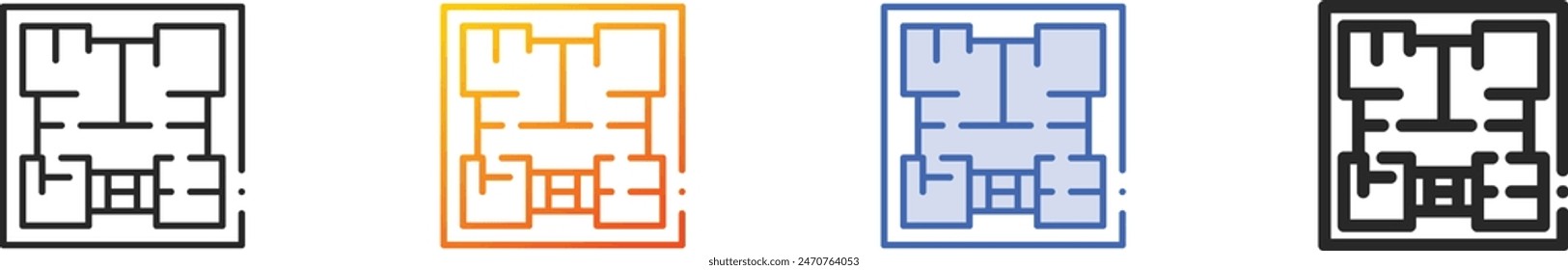 building plan icon.Thin Linear, Gradient, Blue Stroke and bold Style Design Isolated On White Background