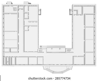 Building plan on isolated white background. Vector illustration