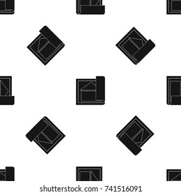 Building plan pattern repeat seamless in black color for any design. Vector geometric illustration