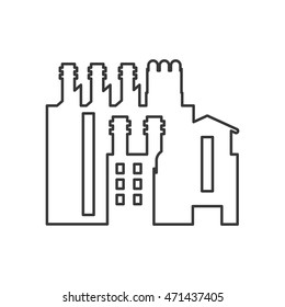 building plant factory industry icon. Flat silhouette and Isolated design. Vector illustration