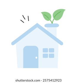 Building with plant, symbolizing eco friendly architecture icon design
