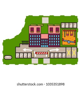 Building and playground illustration vector.