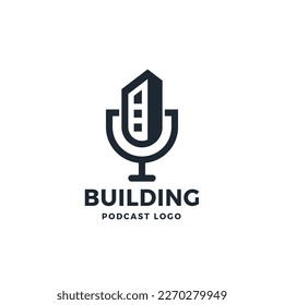 Building Podcast Logo Vector Icon Illustration