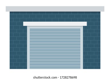 The building is a police station garage vector icon flat isolated.