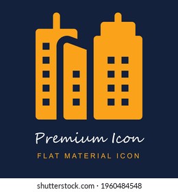Construyendo material premium ui ux icono vector aislado en colores azul marino y naranja