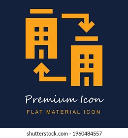Construyendo material premium ui ux icono vector aislado en colores azul marino y naranja