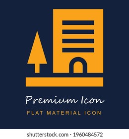 Building premium material ui ux isolated vector icon in navy blue and orange colors
