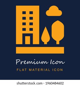 Building premium material ui ux isolated vector icon in navy blue and orange colors