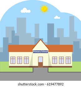 The building of primary school. School. Flat design, vector illustration, vector.