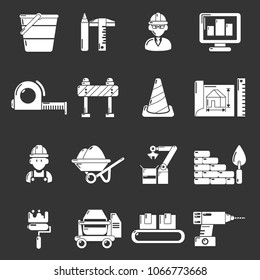 Building process icons set vector white isolated on grey background 