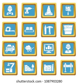 Building process icons set vector sapphirine square isolated on white background 