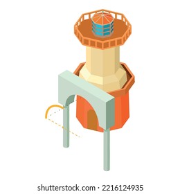 Building project icon isometric vector. Arch project and large lighthouse icon. Designing, building, reconstruction