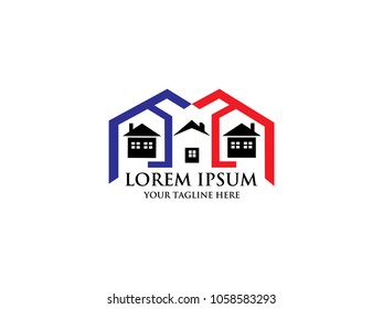 Building property abstract vector logo design template business real estate icon company house identity for corporate symbol concept