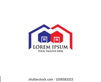Building property abstract vector logo design template business real estate icon company house identity for corporate symbol concept