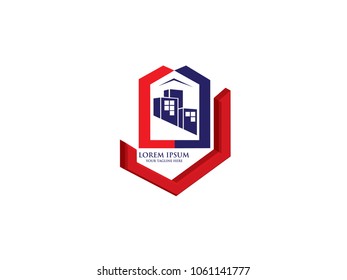Building property abstract vector logo design template business real estate icon company house identity for corporate symbol concept