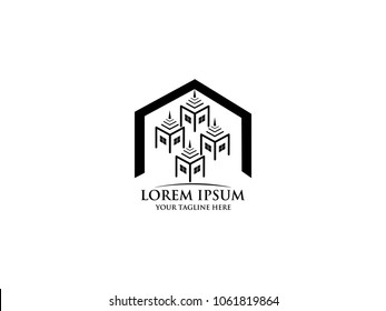 Building property abstract vector logo design template business real estate icon company house identity for corporate symbol concept
