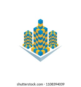 building puzzle logo template