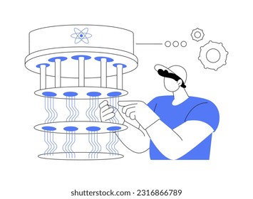 Building quantum computers abstract concept vector illustration. Physics scientist makes NMR quantum computer, constant magnetic field, mathematics sector, future engineering abstract metaphor.