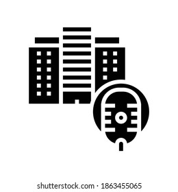 building of radio studio glyph icon vector. building of radio studio sign. isolated contour symbol black illustration