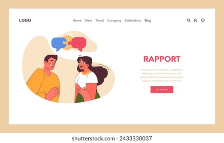 Building rapport in neuro-linguistic programming. Engaging in meaningful communication. Establishing connection and trust through dialogue. Harmonious interaction between individuals. Flat vector